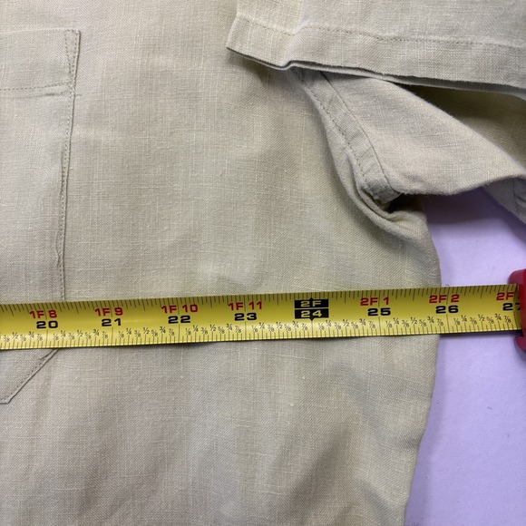 Banana Republic Green 100% Linen Standard Fit Short Sleeve Button Down Shirt XL - Picture 9 of 11